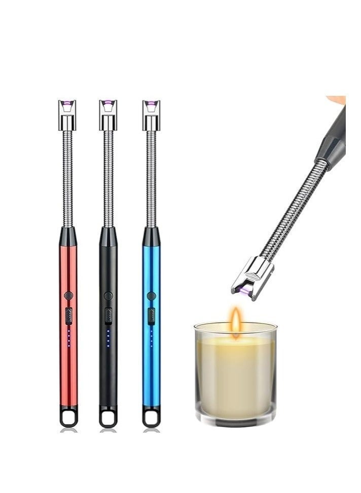 Electric Arc Lighter With USB Charging, Flameless Windproof, LED Battery Display, Safety Switch, 360-Degree Rotation for Aromatherapy, Candles, BBQ, Camping